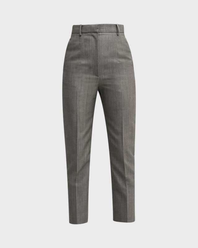 Wool and Mohair Cropped Cigarette Trousers